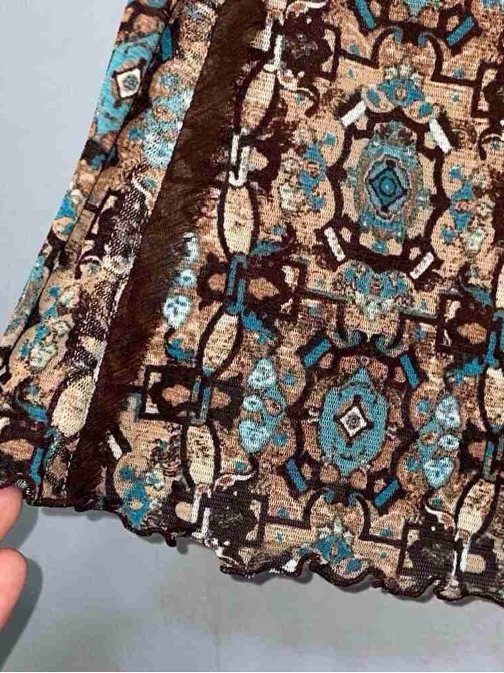 Brown Patterned A-Line Skirt - Picture 4 of 4